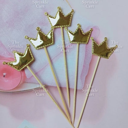 5pcs Metallic Star Heart Crown Cake Birthday Topper