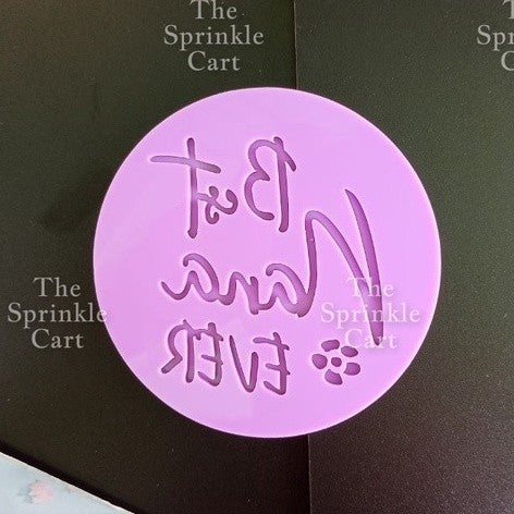 Acrylic Biscuit Mould Fondant Cookie Stamp Embosser Calligraphy Round Stamp Decorating Tool
