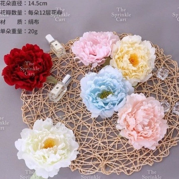 1pc Artificial Flowers Rose Peony Head  Cake Decoration