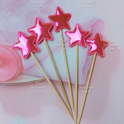 5pcs Metallic Star Heart Crown Cake Birthday Topper