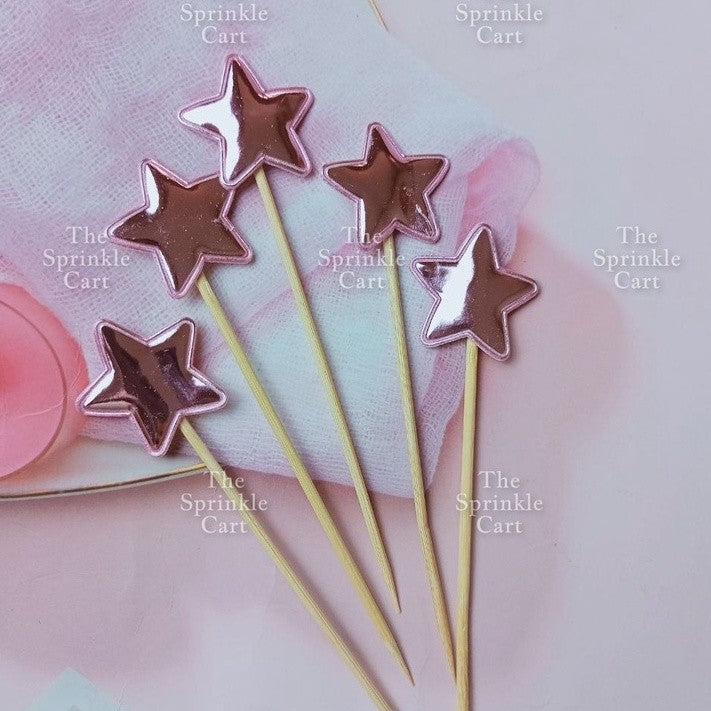 5pcs Metallic Star Heart Crown Cake Birthday Topper