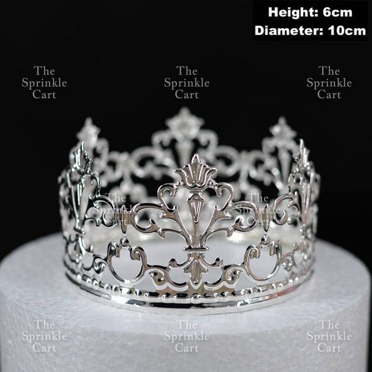 Crown Cake Topper/ Decor Shiny Gold Silver Pearl Birthday Princes