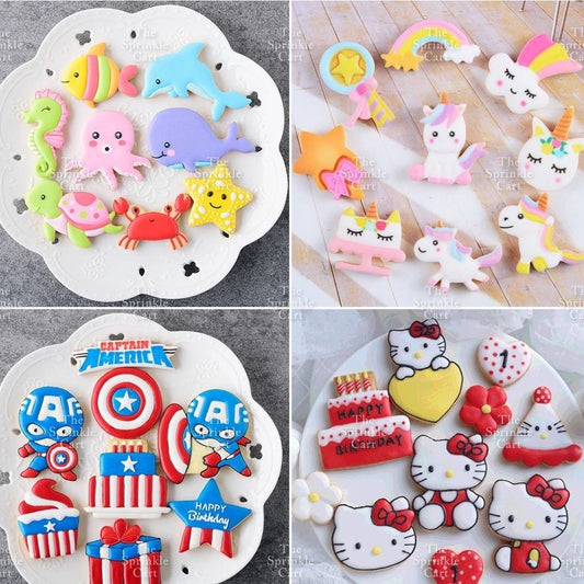 8pcs  Fondant Cookie Cutter Sea Creature Captain America Kitty for Cake Decoration