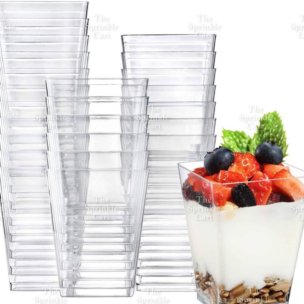 10pcs Transparent Dessert Cups Round Square Dessert Plastic Container Cake Mousse Fruits Packaging