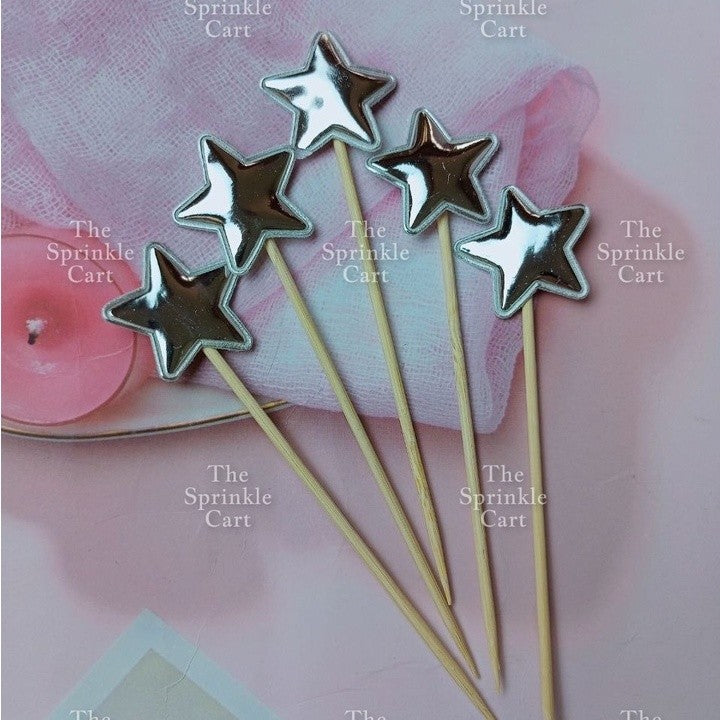 5pcs Metallic Star Heart Crown Cake Birthday Topper