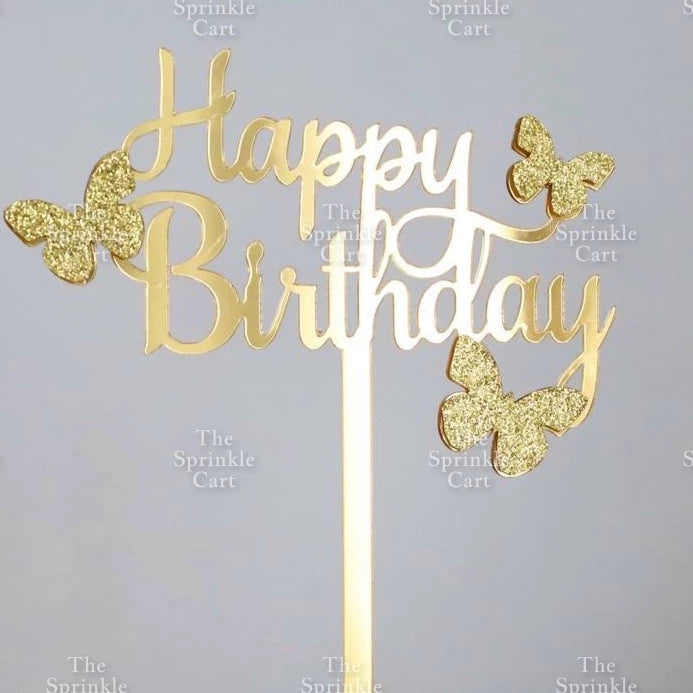 Acrylic Glitter Paper Happy Birthday Mr & Mrs Girl Boy Cake Topper Party Supplies