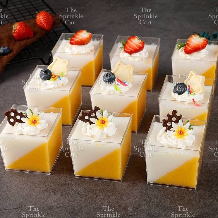 10pcs Transparent Dessert Cups Round Square Dessert Plastic Container Cake Mousse Fruits Packaging