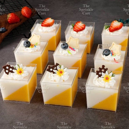 10pcs Transparent Dessert Cups Round Square Dessert Plastic Container Cake Mousse Fruits Packaging
