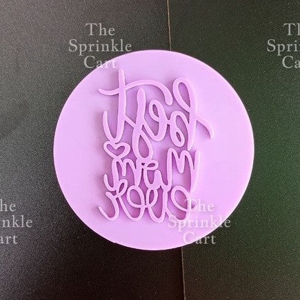 Acrylic Biscuit Mould Fondant Cookie Stamp Embosser Calligraphy Round Stamp Decorating Tool