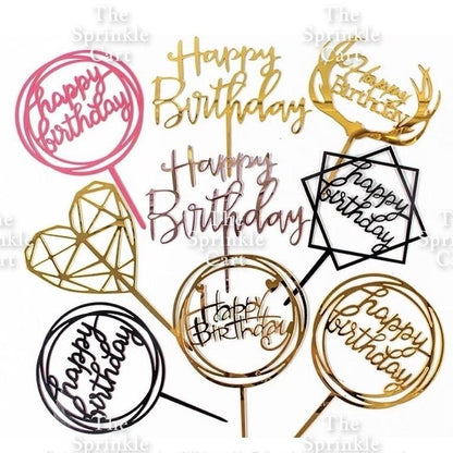 Acrylic Glitter Paper Happy Birthday Mr & Mrs Girl Boy Cake Topper Party Supplies