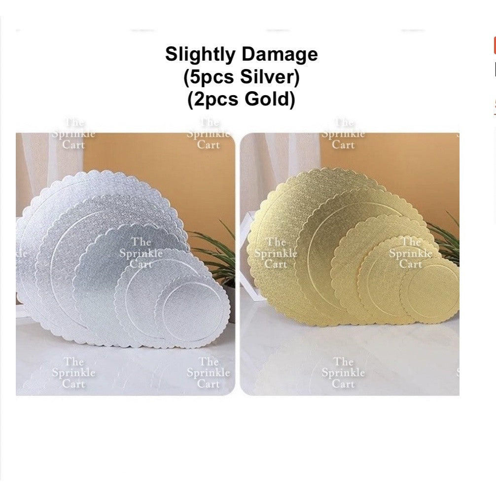 Cake Board High Quality 2mm Thick Scalloped Round Square Marble Silver Gold White MDF Boards