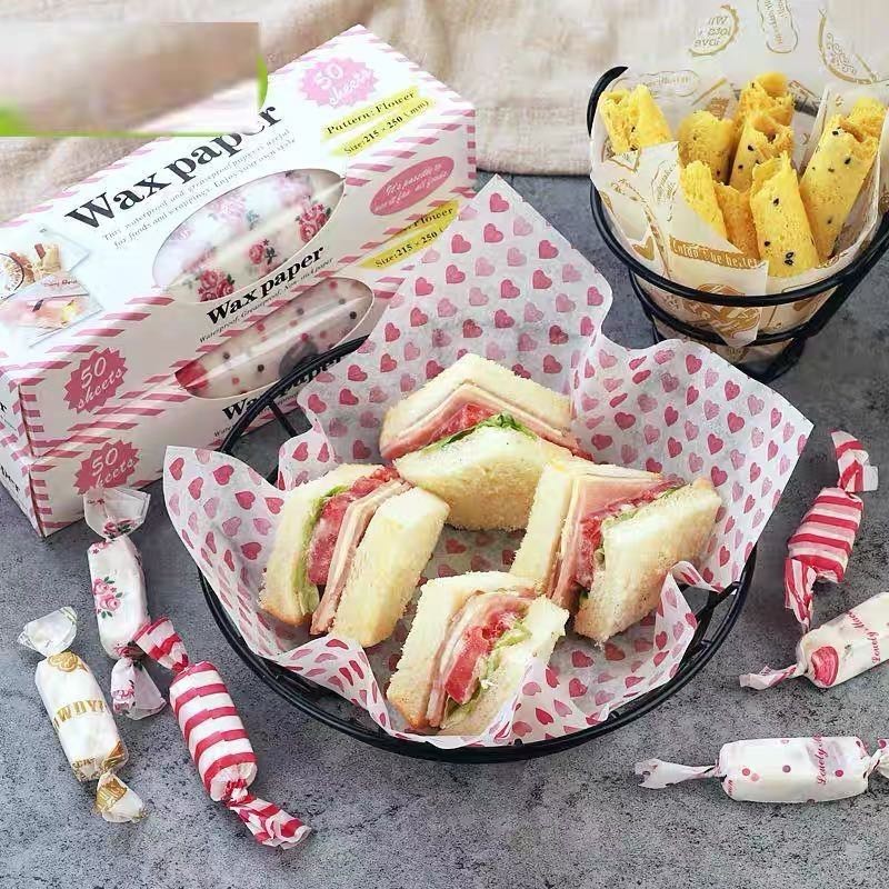 Wax Paper Non Grease Food Wrapper for Sandwich Burger Bread Pastry Packaging TSC