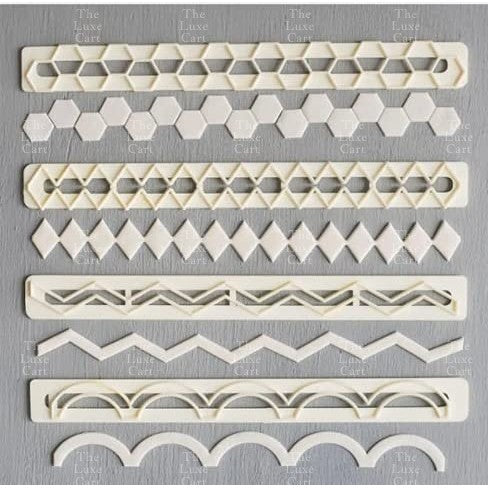 4pcs Long Zigzag Geometric Hexagon Diamond Curve Column Border Fondant Cookie Cutter TSC