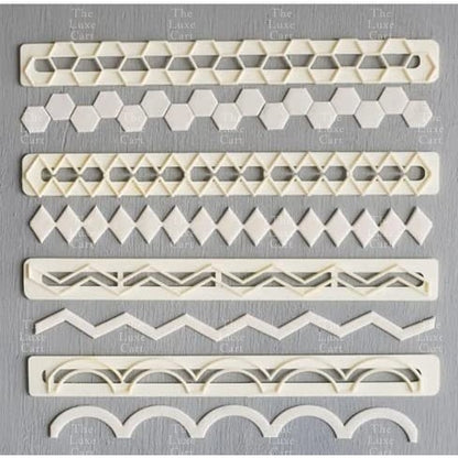 4pcs Long Zigzag Geometric Hexagon Diamond Curve Column Border Fondant Cookie Cutter TSC