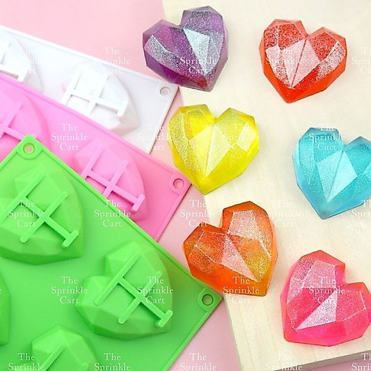 Geometric and Plain Heart Silicone Molder for Cake Decoration DIY Clay Resin Arts Gummies Dropper Mallet TSC