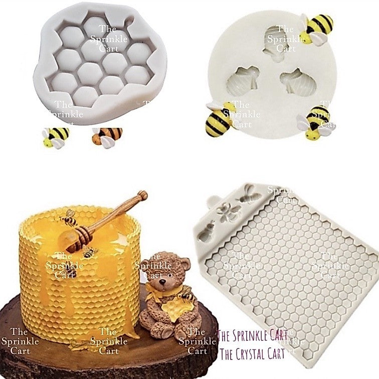 Honeycomb and Bee Theme Silicone Molder for Cake Decoration TSC