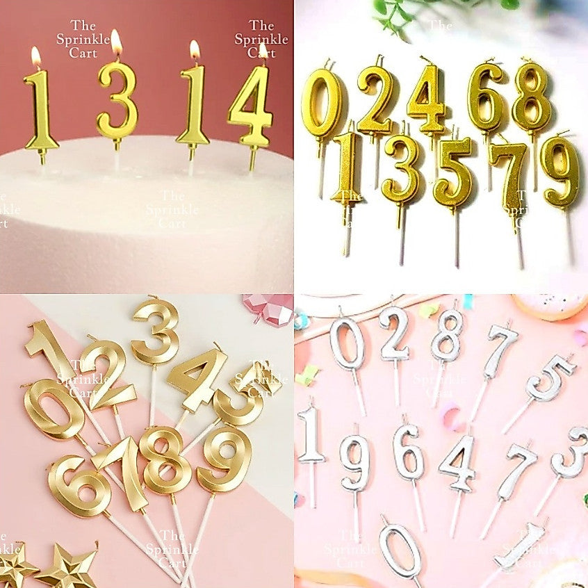 Number Candle for Birthday Cake Party Supplies Gold and Silver TSC