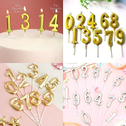 Number Candle for Birthday Cake Party Supplies Gold and Silver TSC