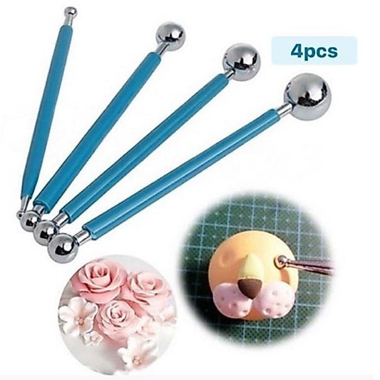 4pcs Stainless Steel Ball Dotting Modelling Tool for Fondant and DIY Craft Use TSC
