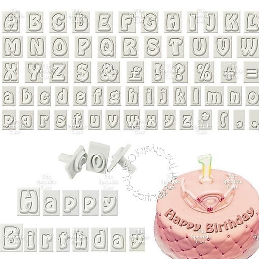 64pcs Alphabet Uppercase Lowercase Letter Punctuations Stamp Guide Cutter Set for Cake Lettering Use TSCTSC