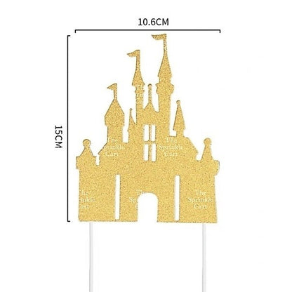Glitter &Printed Paper Birthday Love Castle Cake Topper Decoration TSC