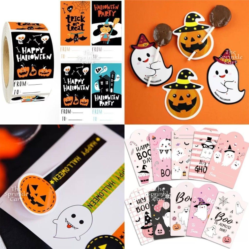 Halloween Tag and Food Box Sticker for DIY Occasion Packaging Label TSC