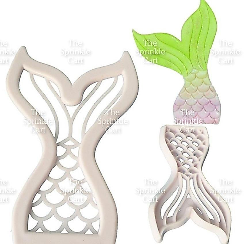 2pcs Plastic Mermaid Tail Fondant Cookie Cutter Molder for Cake Decoration and Pastry Use TSC