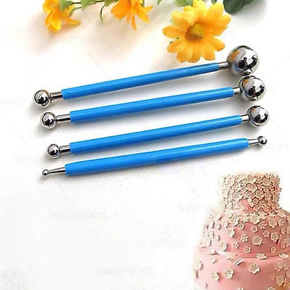 4pcs Stainless Steel Ball Dotting Modelling Tool for Fondant and DIY Craft Use TSC