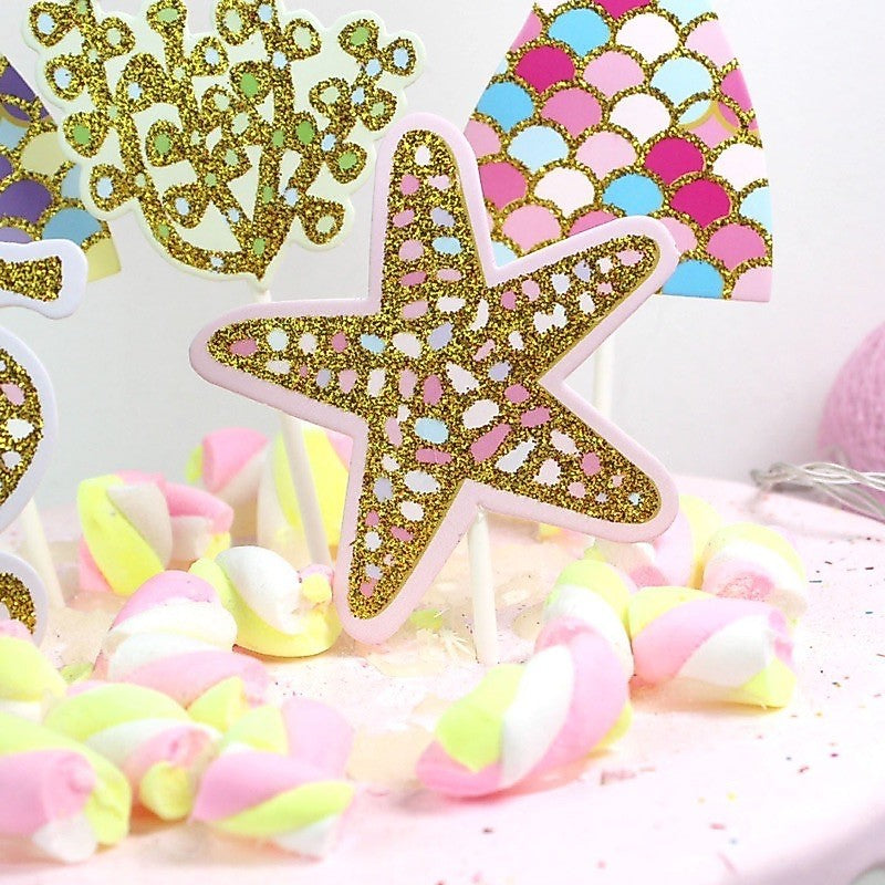 Mermaid Theme Toy Topper Silicone Molder Stencil for Cake Decoration TSC