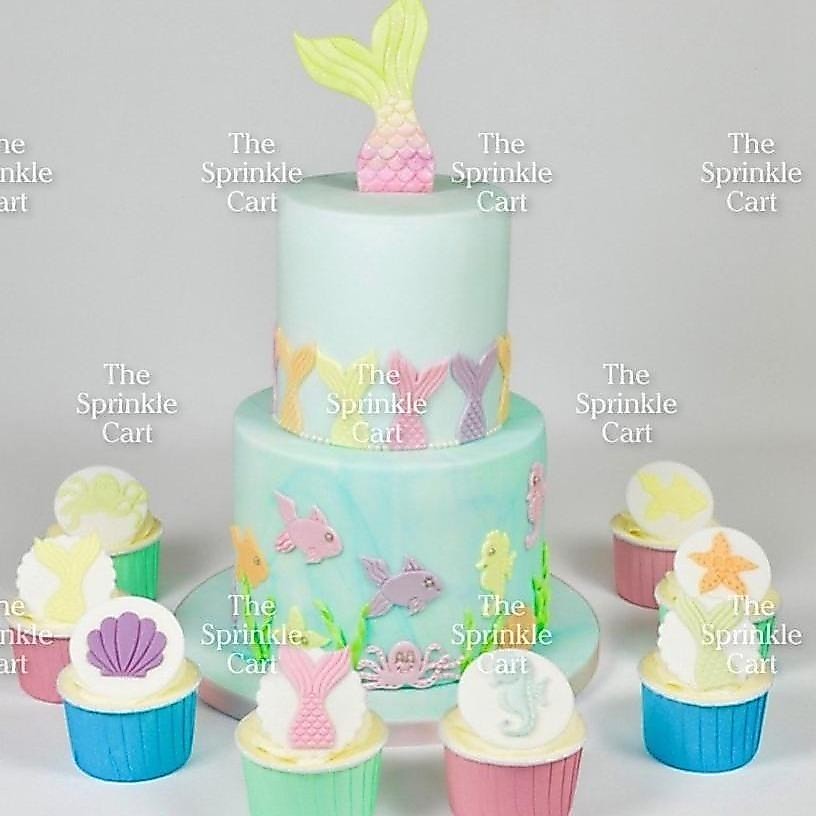 2pcs Plastic Mermaid Tail Fondant Cookie Cutter Molder for Cake Decoration and Pastry Use TSC