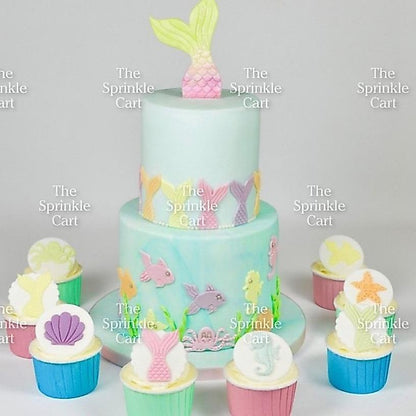 2pcs Plastic Mermaid Tail Fondant Cookie Cutter Molder for Cake Decoration and Pastry Use TSC