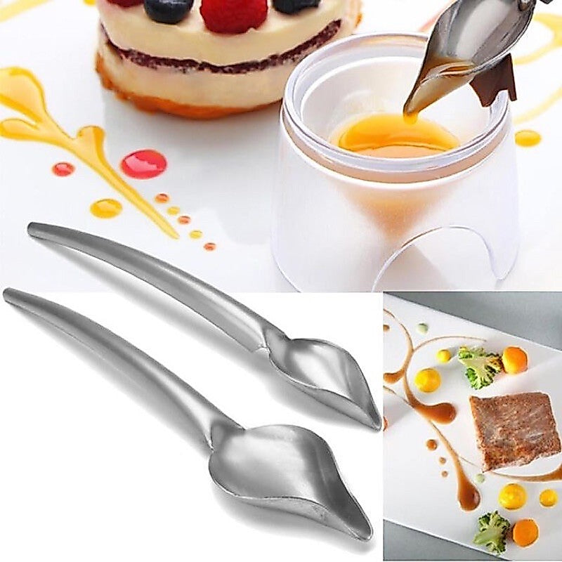 Stainless Steel Decorating Spoon for sauce plating chocolate drip