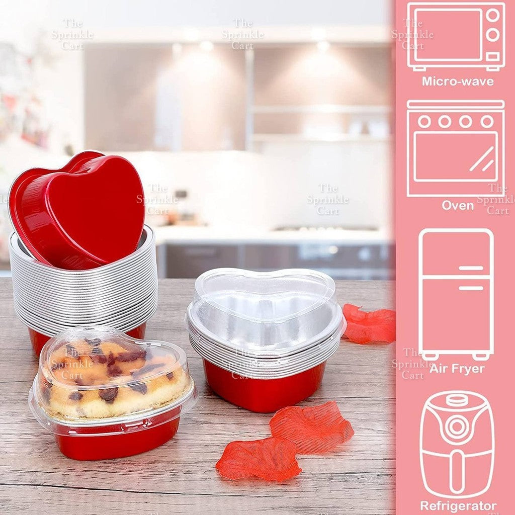 Heart-shape Aluminum Foil Pan Cup Packaging with Lid for Baking TSC