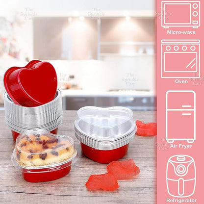 Heart-shape Aluminum Foil Pan Cup Packaging with Lid for Baking TSC
