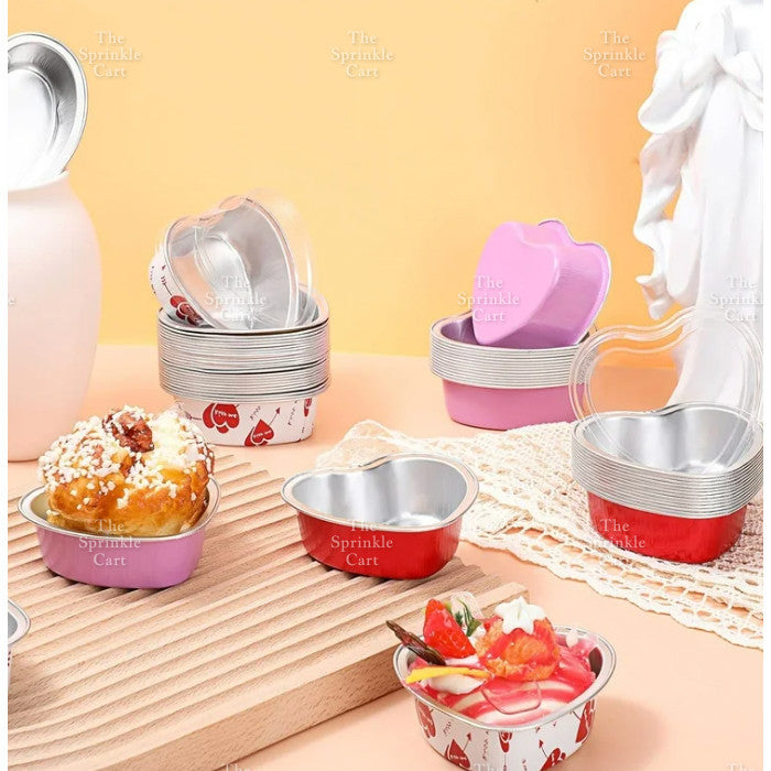 Heart-shape Aluminum Foil Pan Cup Packaging with Lid for Baking TSC