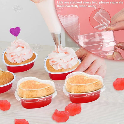 Heart-shape Aluminum Foil Pan Cup Packaging with Lid for Baking TSC