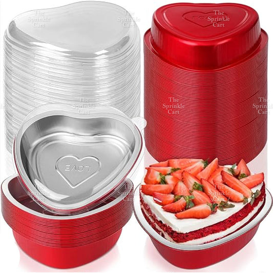Heart-shape Aluminum Foil Pan Cup Packaging with Lid for Baking TSC