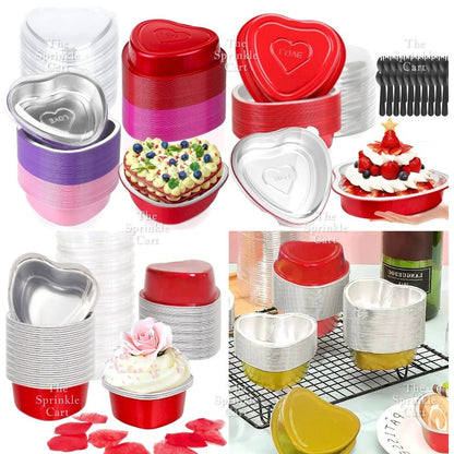 Heart-shape Aluminum Foil Pan Cup Packaging with Lid for Baking TSC