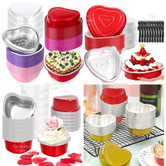Heart-shape Aluminum Foil Pan Cup Packaging with Lid for Baking TSC