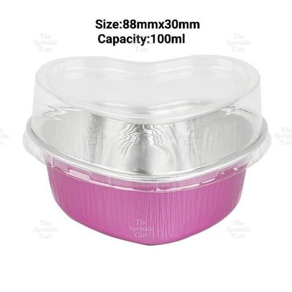 Heart-shape Aluminum Foil Pan Cup Packaging with Lid for Baking TSC