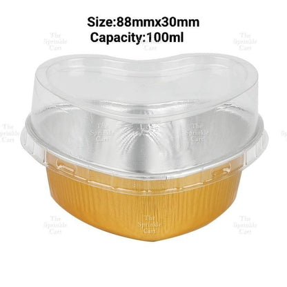 Heart-shape Aluminum Foil Pan Cup Packaging with Lid for Baking TSC