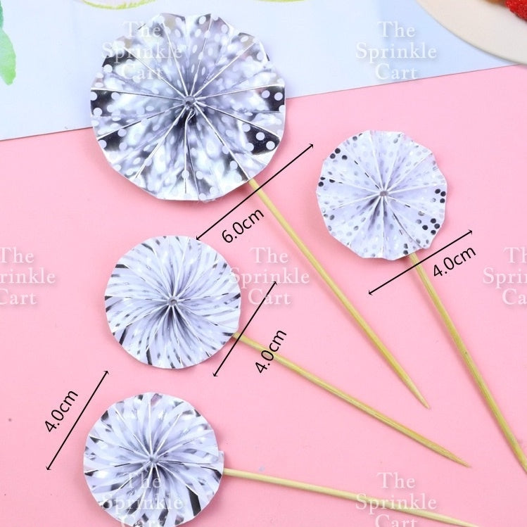 Leaf Fan Cake Toppers Paper Folding Butterfly Paper Topper Mini Paper Fan Round Cake Decoration