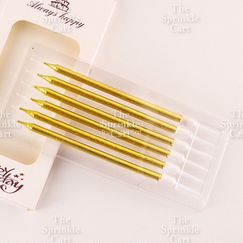 Metallic Long Straight Candle Happy Birthday Cake Party Supplies