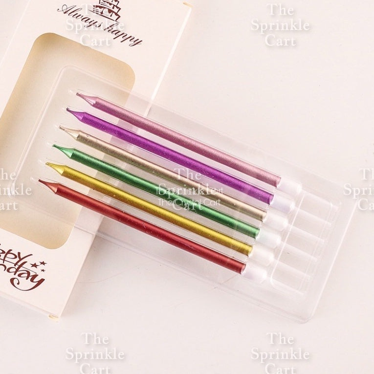 Metallic Long Straight Candle Happy Birthday Cake Party Supplies