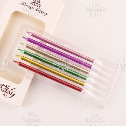 Metallic Long Straight Candle Happy Birthday Cake Party Supplies