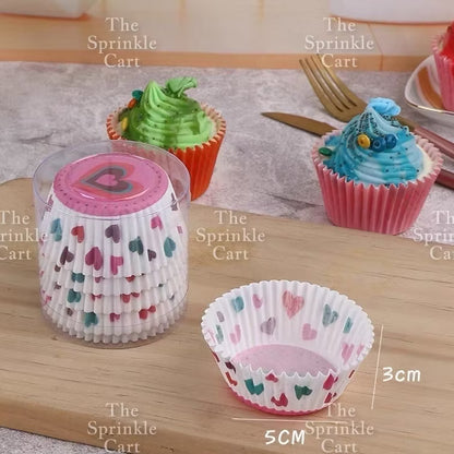 100pcs Cupcake Liner 3oz Muffin Paper Cups Colored and with Design Baking